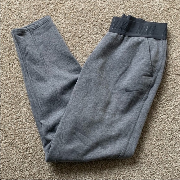 Nike Dri Fit Sportswear Jogger Sweatpants Fleece Gray Waist Band cotton size S - Picture 1 of 9